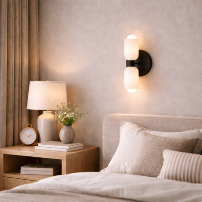 Double Head Wall Light Glass Metal | 9 x 4.7 Inch | E26 E27 Hardwired Fixture