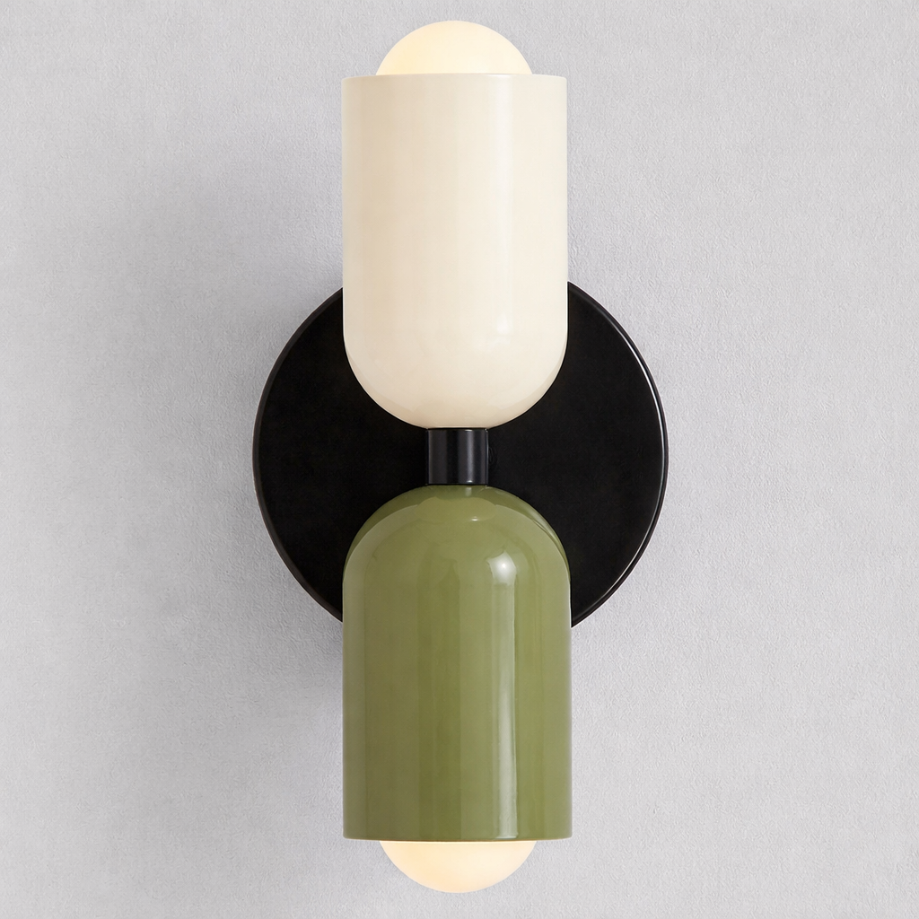 Double Head Wall Light Glass Metal | 9 x 4.7 Inch | E26 E27 Hardwired Fixture
