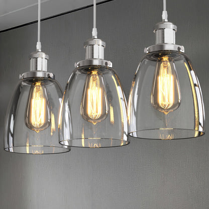 3 Pack Clear Glass Pendant Light Set | 2m Cord | 3000K Warm Natural White