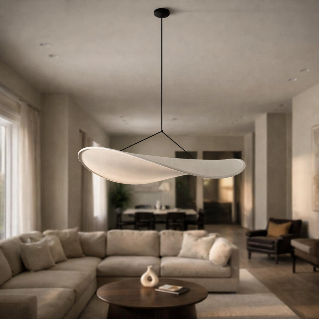 Japandi Silk Fabric Pendant Light | 40cm 50cm 60cm 80cm | Warm White LED