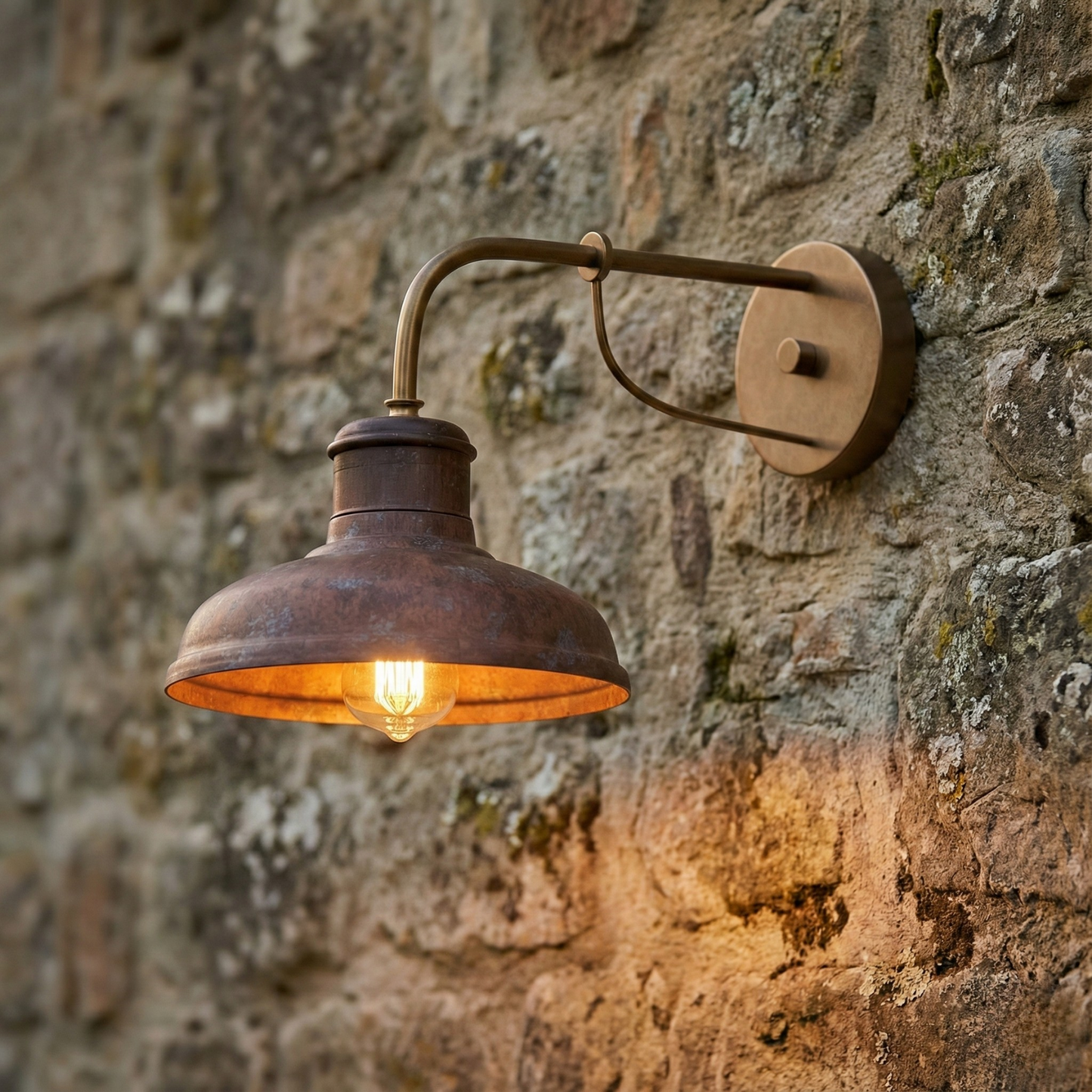Florence Antique Solid Copper Wall Lamp | 250mm 300mm Dia | G95 Motion Sensor