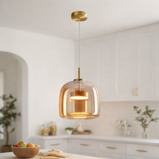 Retro Glass Pendant Light Smoke Grey | 3-Color LED | 200cm Adjustable | 260V