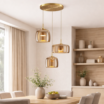 Retro Glass Pendant Light Smoke Grey | 3-Color LED | 200cm Adjustable | 260V