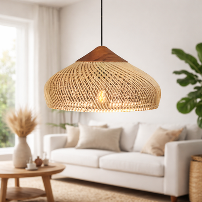 Handwoven Bamboo Rattan Pendant Light | 40cm 50cm 60cm | Natural 3000K LED