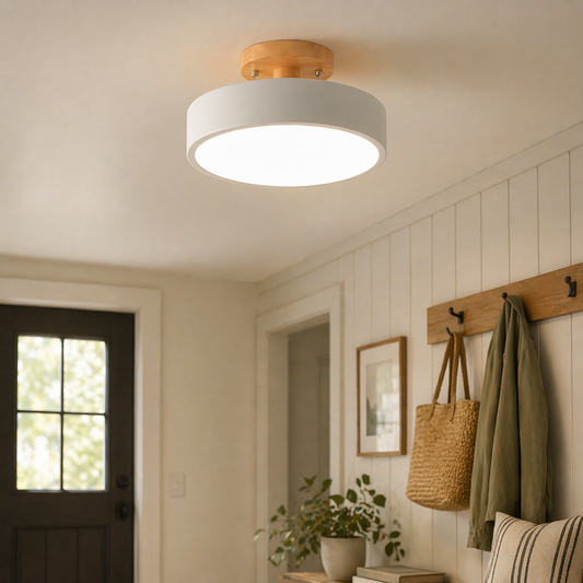 Ceiling Light Nordic Round Wood LED | Semi-Flush Mount | 20cm 23cm 30cm | 18W