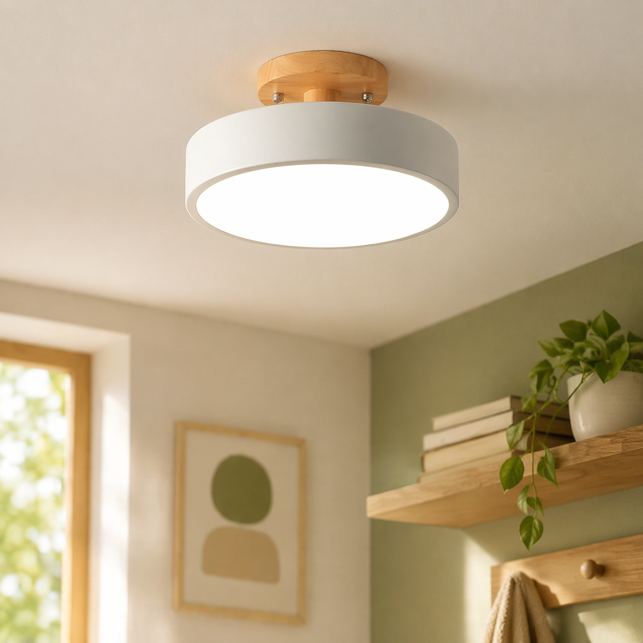 Ceiling Light Nordic Round Wood LED | Semi-Flush Mount | 20cm 23cm 30cm | 18W