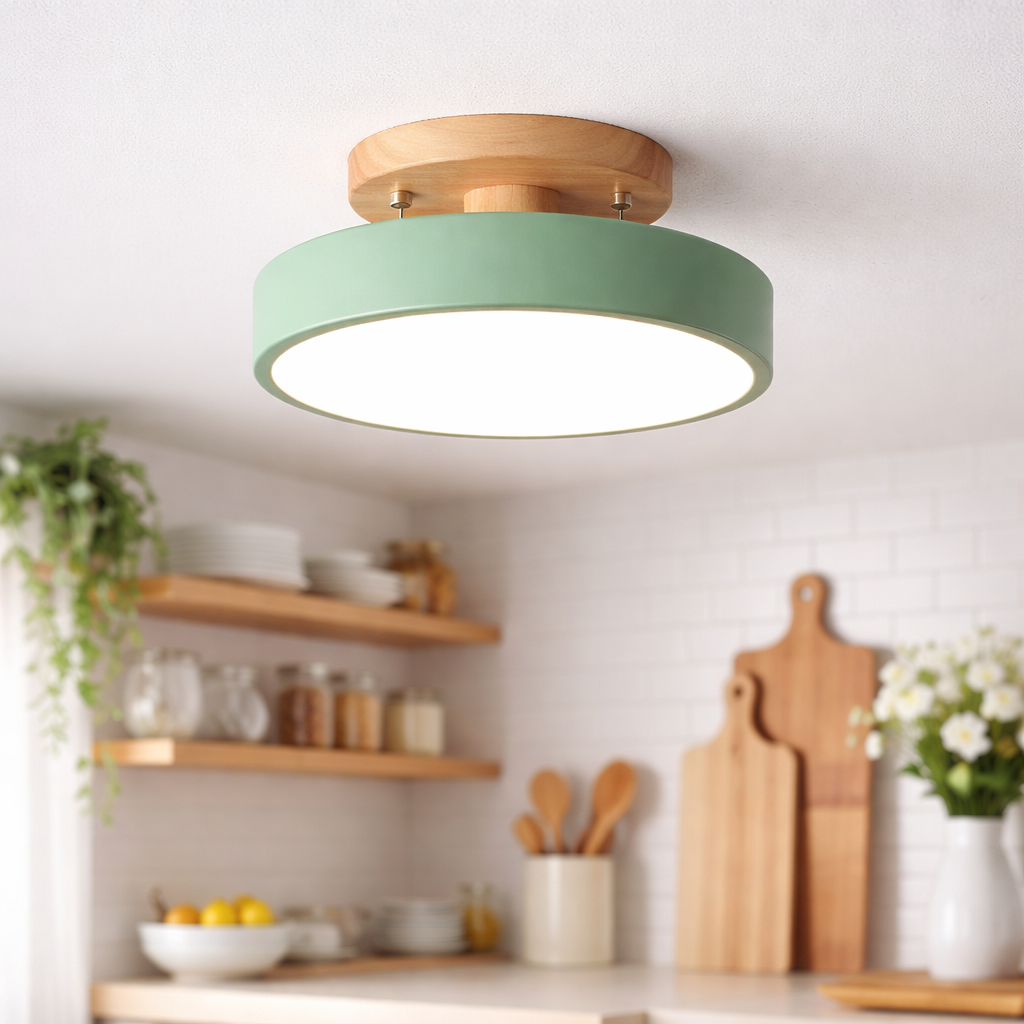 Ceiling Light Nordic Round Wood LED | Semi-Flush Mount | 20cm 23cm 30cm | 18W