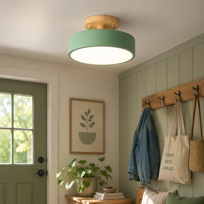 Ceiling Light Nordic Round Wood LED | Semi-Flush Mount | 20cm 23cm 30cm | 18W