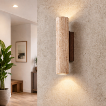 Japandi Travertine Tube Wall Light Up Down | E27 | 16cm 23cm 28cm 32cm | 220V
