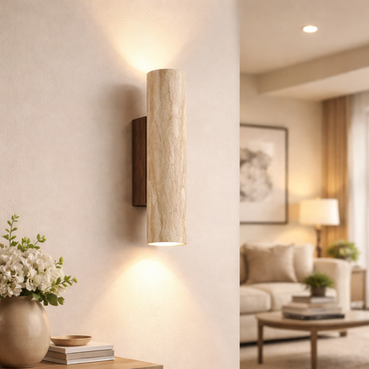 Japandi Travertine Tube Wall Light Up Down | E27 | 16cm 23cm 28cm 32cm | 220V