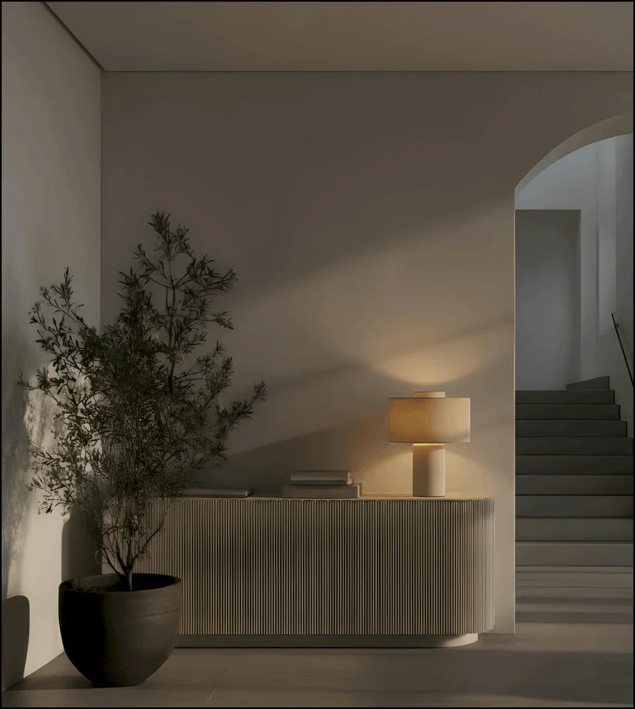 Minimalist Cream Table Lamp | 38.5cm | Plug-in Electric | Ambient Lighting