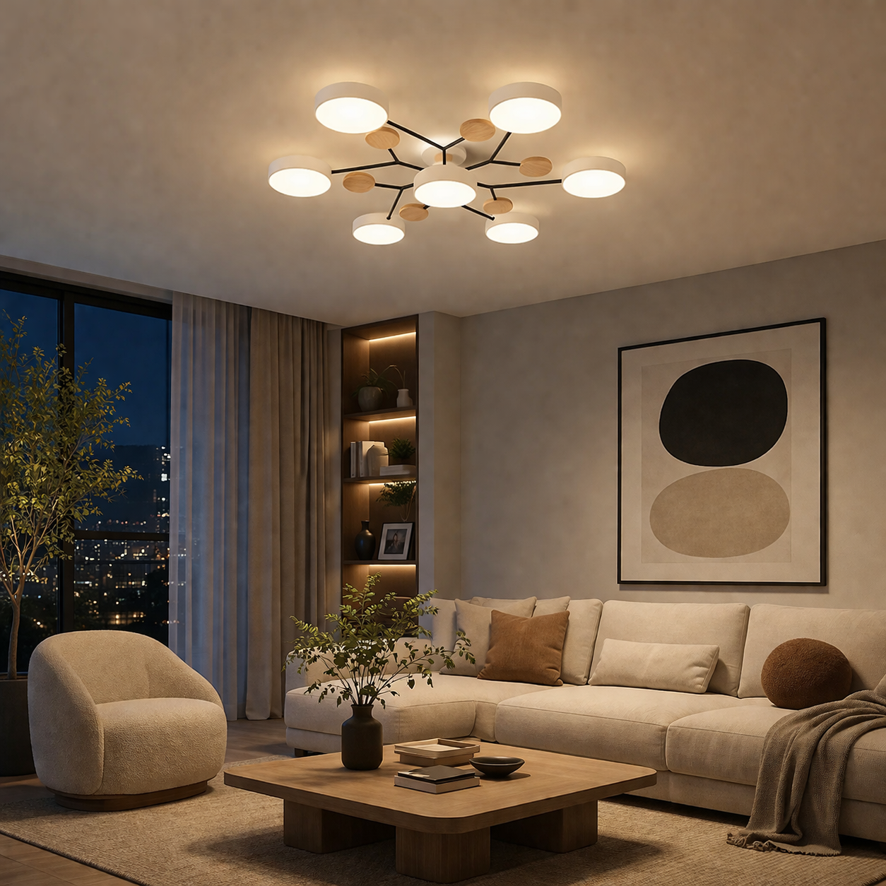 Modern LED Chandelier Iron Acrylic | 37 x 5.5 Inch | 84W 6720 Lumens 240V