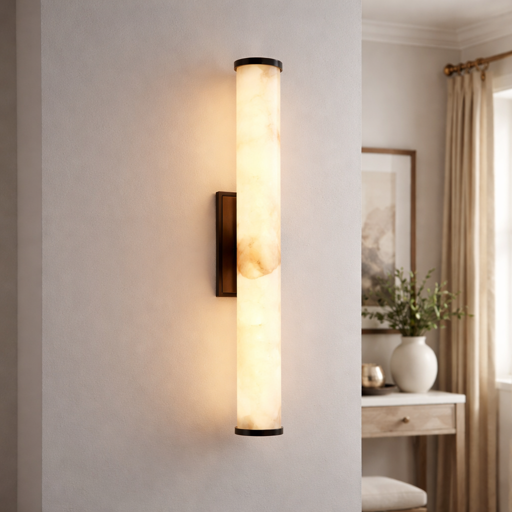 LED Spanish Marble Resin Wall Sconce | 40cm 50cm | Gold Black | Warm White