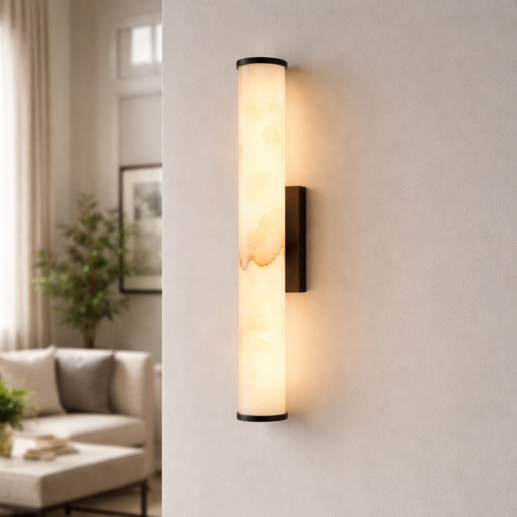 LED Spanish Marble Resin Wall Sconce | 40cm 50cm | Gold Black | Warm White