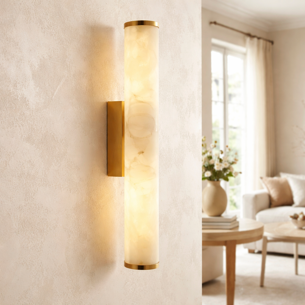 LED Spanish Marble Resin Wall Sconce | 40cm 50cm | Gold Black | Warm White
