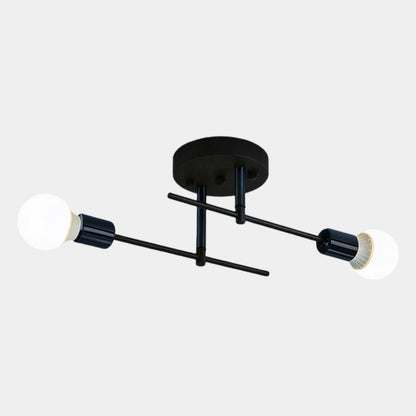 Modern 2-Light Ceiling Lamp | Black & Gold Flush Mount Chandelier