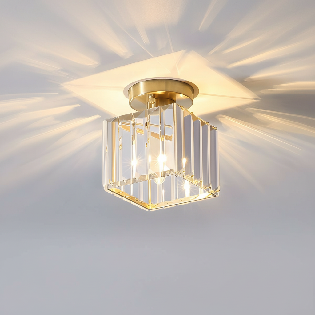 Black Brass Crystal Ceiling Flush Mount Light | E27 | 240V Indoor LED Decor