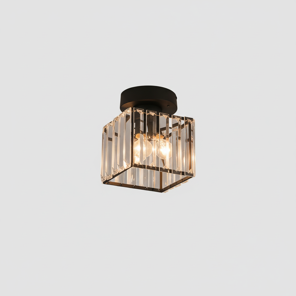 Black Brass Crystal Ceiling Flush Mount Light | E27 | 240V Indoor LED Decor
