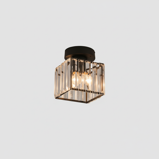 Black Brass Crystal Ceiling Flush Mount Light | E27 | 240V Indoor LED Decor