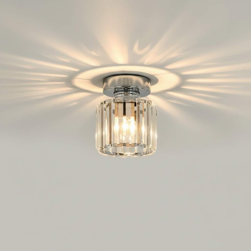 Black Brass Crystal Ceiling Flush Mount Light | E27 | 240V Indoor LED Decor