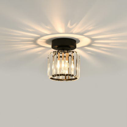 Black Brass Crystal Ceiling Flush Mount Light | E27 | 240V Indoor LED Decor