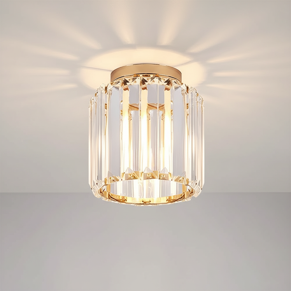 Black Brass Crystal Ceiling Flush Mount Light | E27 | 240V Indoor LED Decor