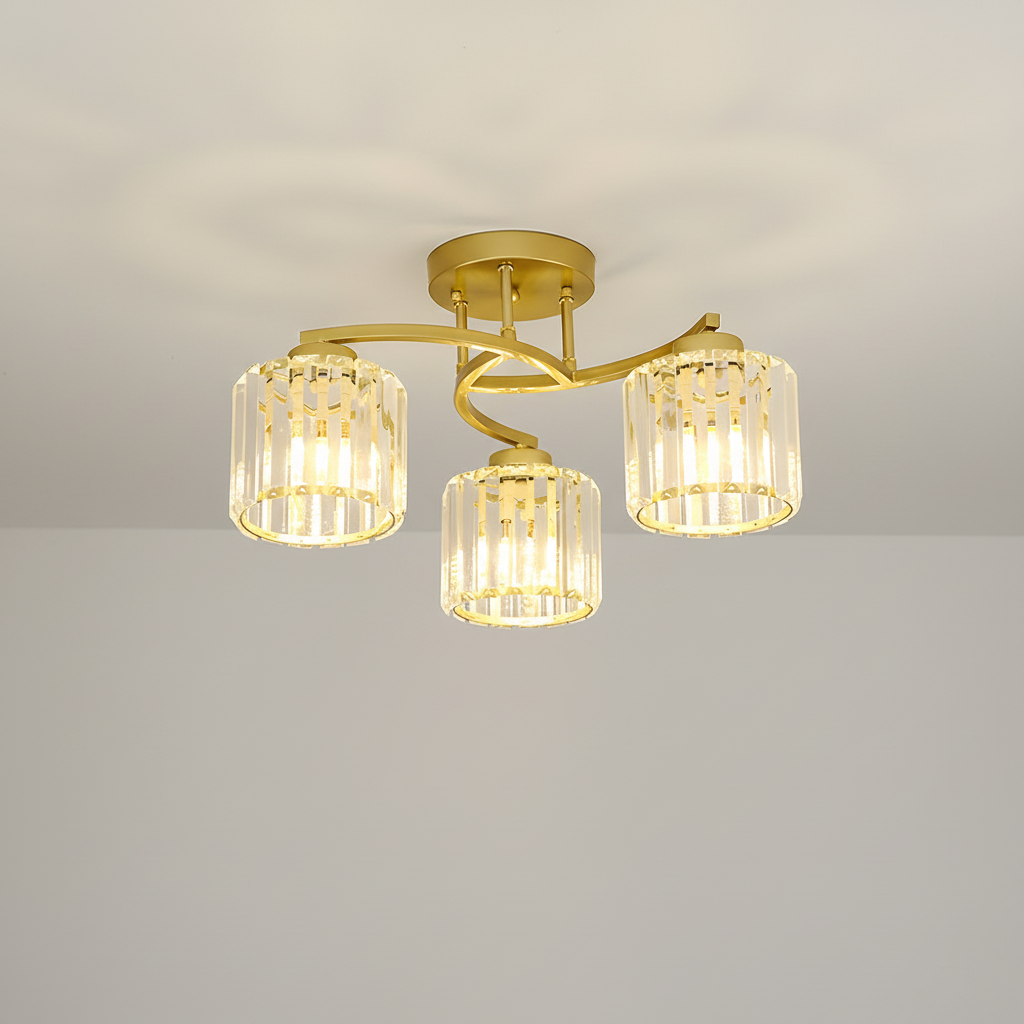 Ceiling Flush Mount Light Iron Crystal | 53 x 26 cm | E27 x 3 Triple LED
