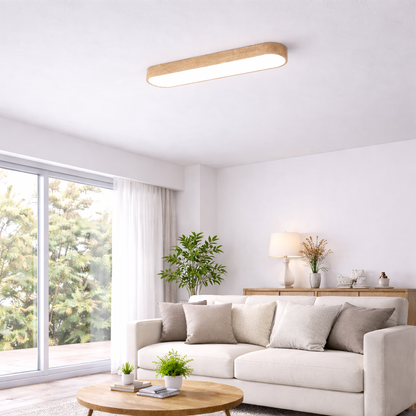 Oval LED Ceiling Flush Mount Wood Grain | 24W 36W | 3000K 6000K Warm Cool
