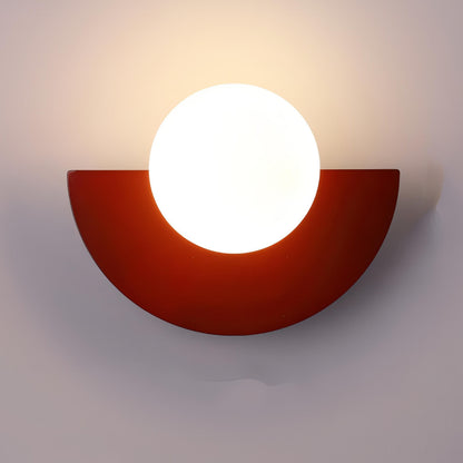 Wall Sconce Minimalist Spherical Design | 20cm Glass & Iron | Multiple Colors