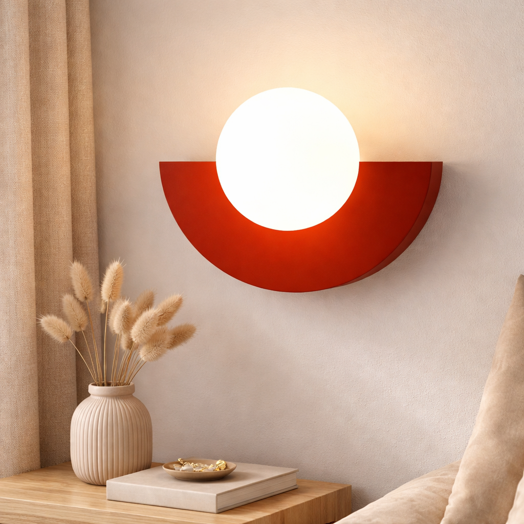 Wall Sconce Minimalist Spherical Design | 20cm Glass & Iron | Multiple Colors