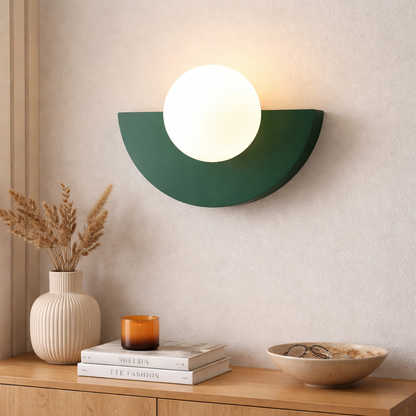 Wall Sconce Minimalist Spherical Design | 20cm Glass & Iron | Multiple Colors