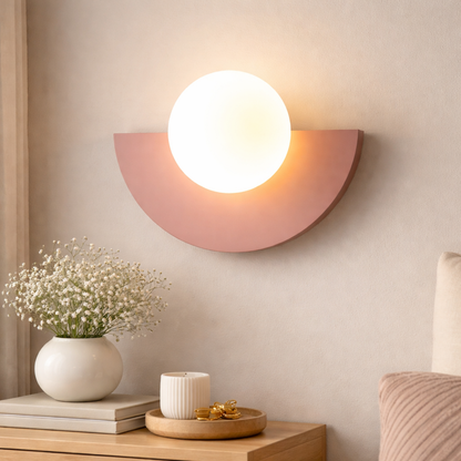Wall Sconce Minimalist Spherical Design | 20cm Glass & Iron | Multiple Colors