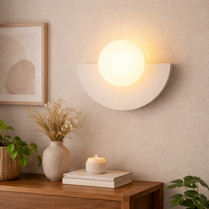 Wall Sconce Minimalist Spherical Design | 20cm Glass & Iron | Multiple Colors