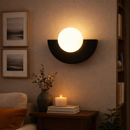 Wall Sconce Minimalist Spherical Design | 20cm Glass & Iron | Multiple Colors