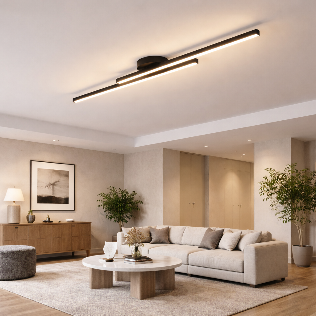Modern Linear LED Ceiling Light | 60cm 90cm 120cm | 3 Color Dimmable LED