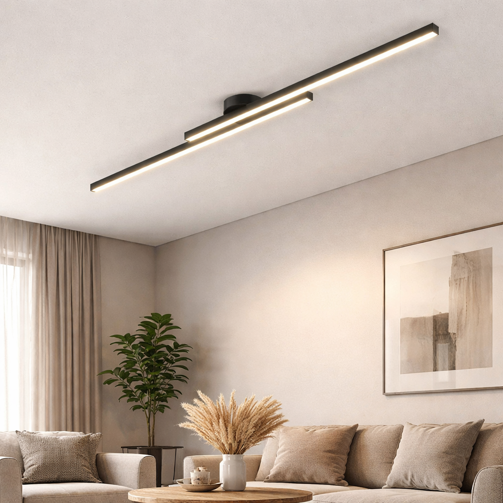 Modern Linear LED Ceiling Light | 60cm 90cm 120cm | 3 Color Dimmable LED