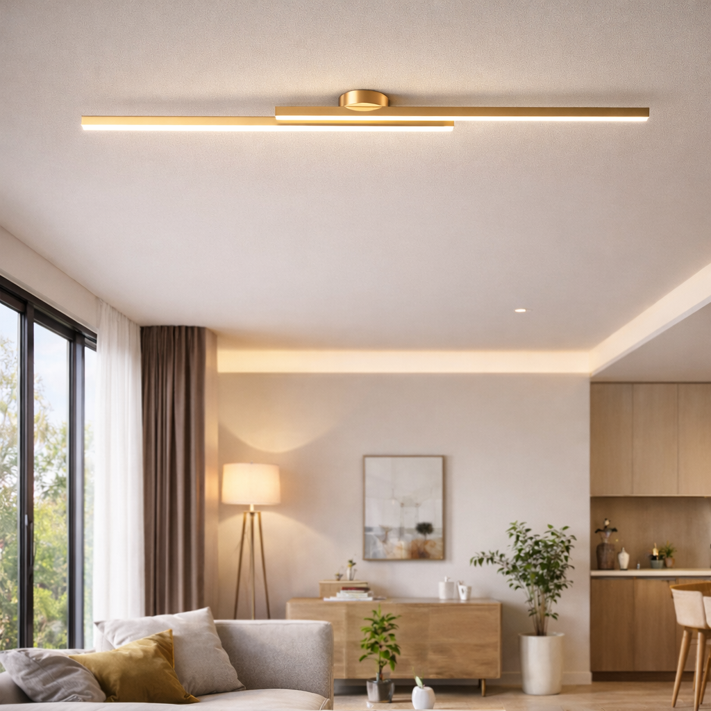 Modern Linear LED Ceiling Light | 60cm 90cm 120cm | 3 Color Dimmable LED