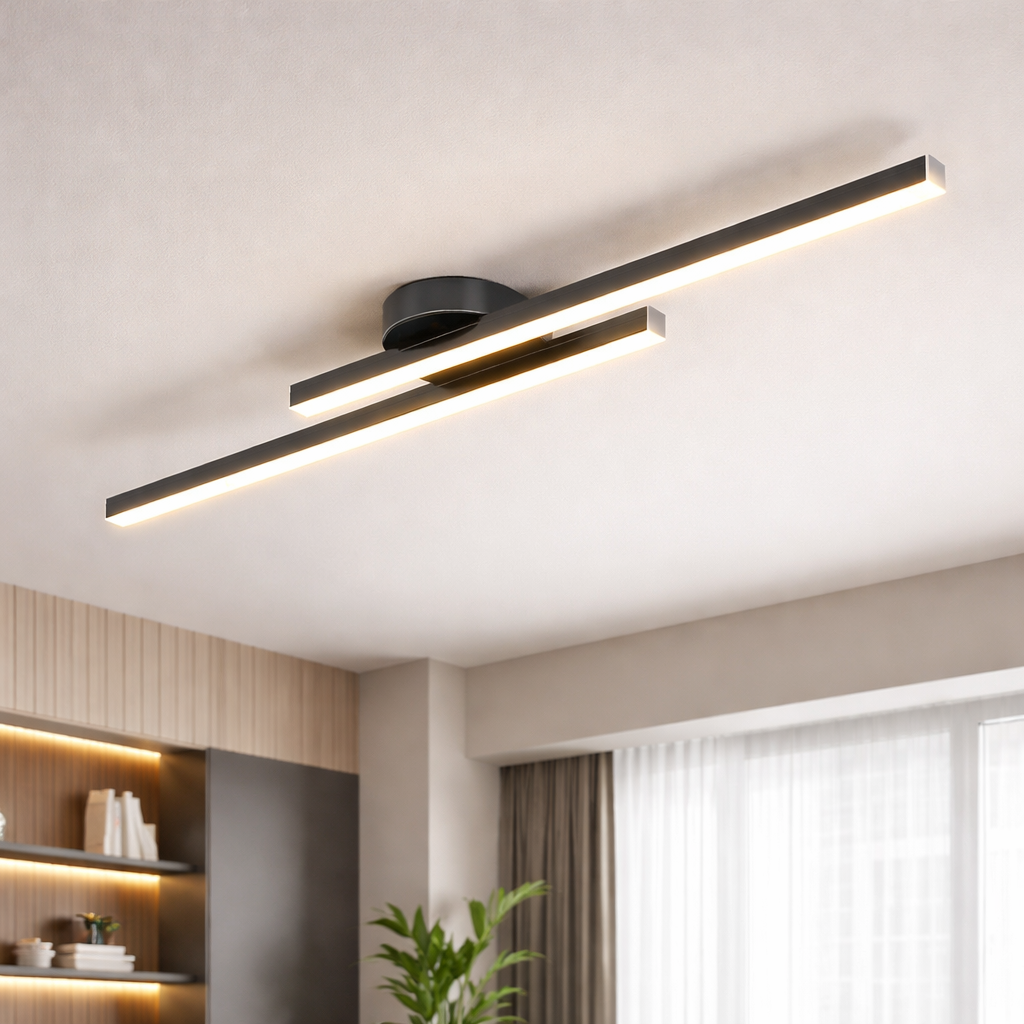 Modern Linear LED Ceiling Light | 60cm 90cm 120cm | 3 Color Dimmable LED
