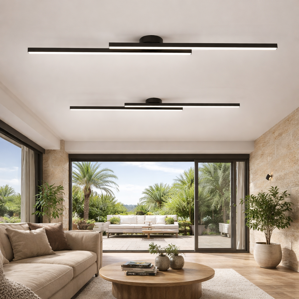 Modern Linear LED Ceiling Light | 60cm 90cm 120cm | 3 Color Dimmable LED