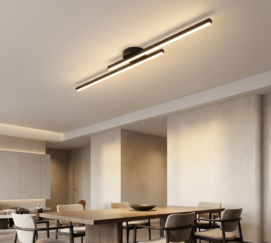 Modern Linear LED Ceiling Light | 60cm 90cm 120cm | 3 Color Dimmable LED