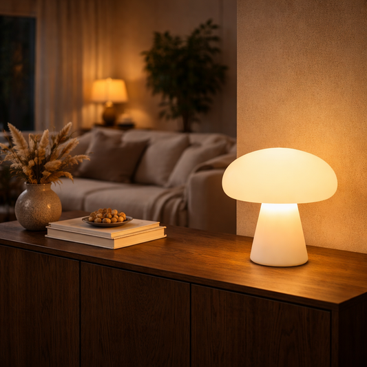 Mushroom Table Lamp Vintage Acrylic | 8.7 x 9.8 Inch | E27 3000K Warm LED