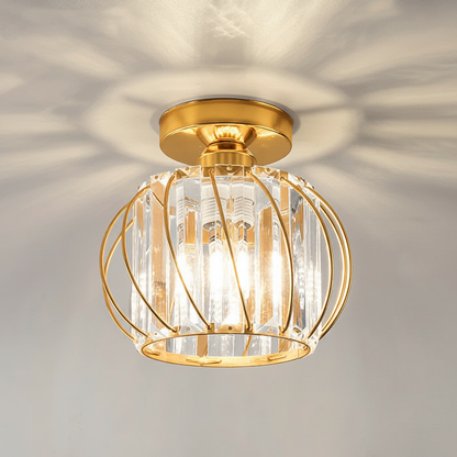 Modern Glass Ceiling Flush Mount Light | 6 to 9 Inch | E27 Gold Black Silver