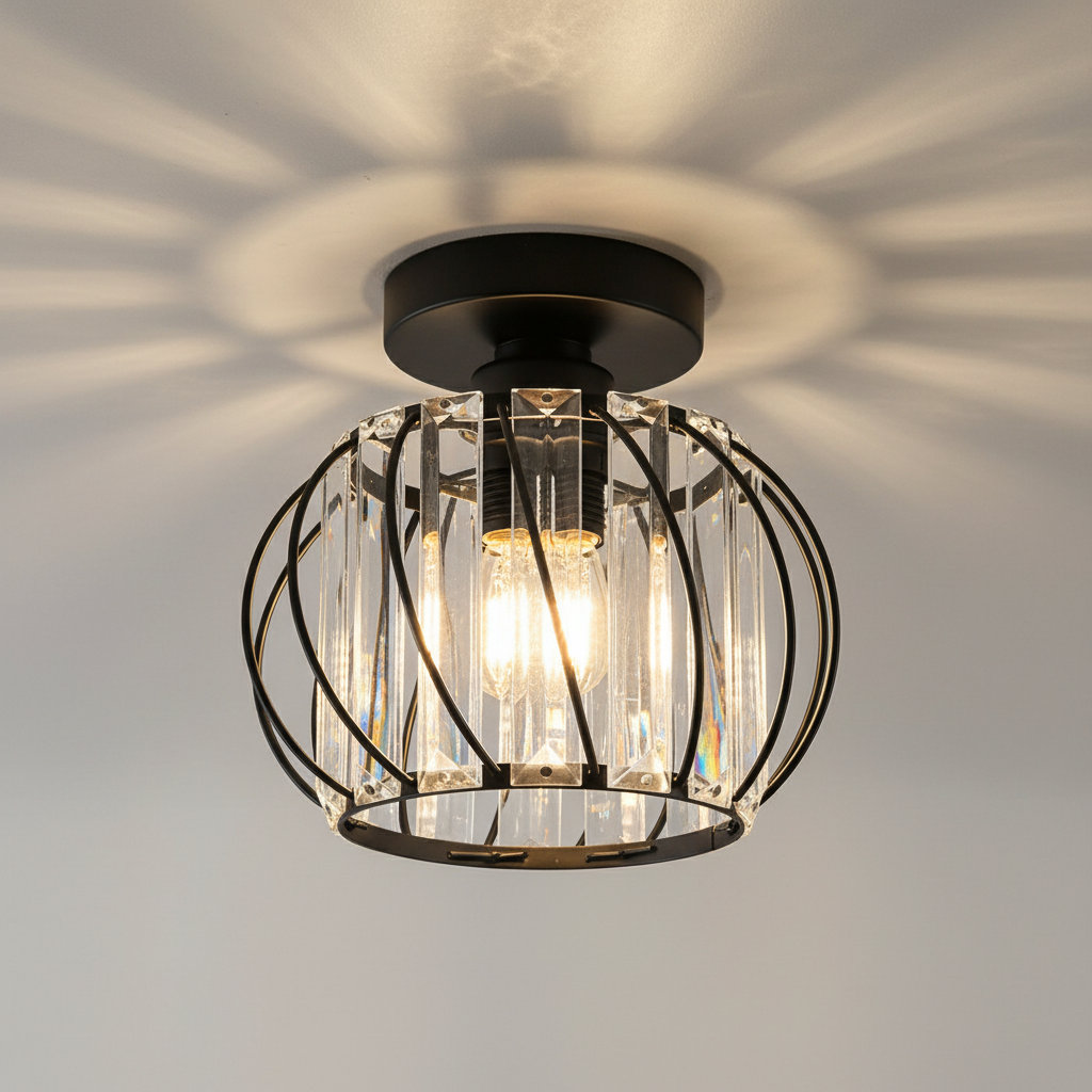 Modern Glass Ceiling Flush Mount Light | 6 to 9 Inch | E27 Gold Black Silver