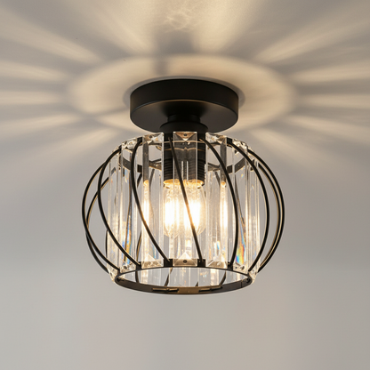 Modern Glass Ceiling Flush Mount Light | 6 to 9 Inch | E27 Gold Black Silver