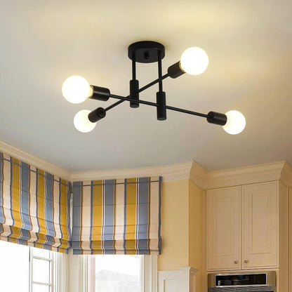 Nordic Black Ceiling Flush Mount Light | 4 6 8 Light | E26 E27 Metal LED