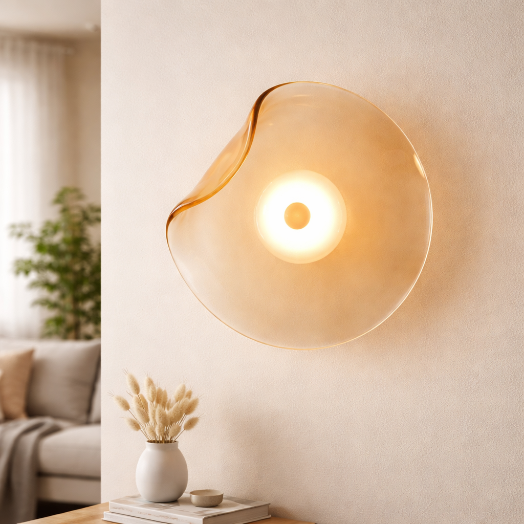 Nordic Curved Glass LED Wall Light Up Down | 25cm | Polished Metal | 260V