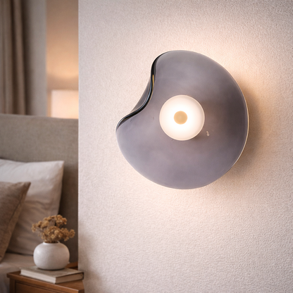 Nordic Curved Glass LED Wall Light Up Down | 25cm | Polished Metal | 260V