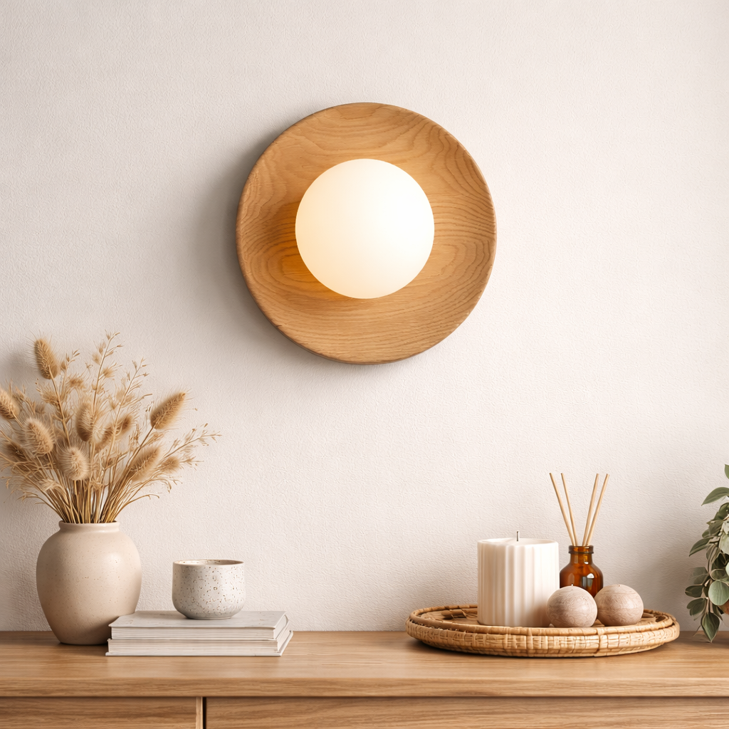Nordic Wood LED Wall Light Frosted Glass | 3000K Warm G9 | 18cm 30cm | 260V