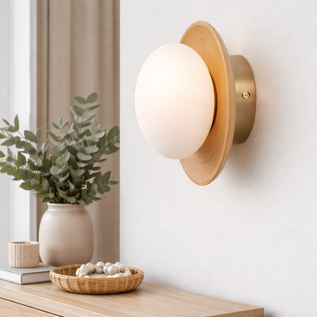 Nordic Wood LED Wall Light Frosted Glass | 3000K Warm G9 | 18cm 30cm | 260V