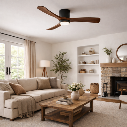 Nordic Wooden Ceiling Fan Light | 52 Inch Diameter | 3 Speed LED 110V